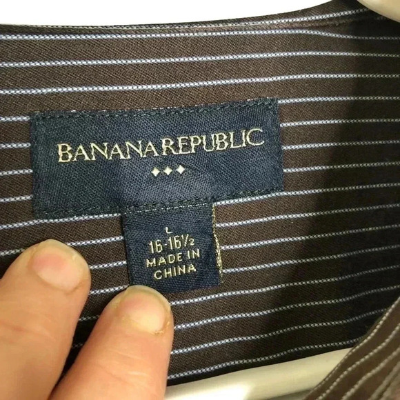 Banana Republic Factory Striped Dress  Shirt Large - Picture 6 of 16